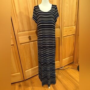 White House Black Market striped t-shirt jersey maxi dress women’s L